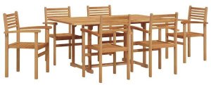 vidaXL Zestaw do jadalni w ogrodzie 7 pcs Brązowy Lite drewno tekowe Lumarko! 12