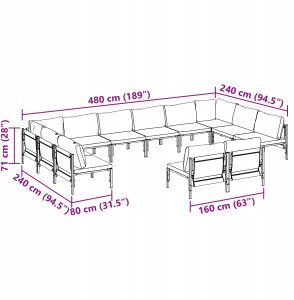 Zestaw Sof na Ogród 12 pcs Antracyt Stal Lumarko! 6