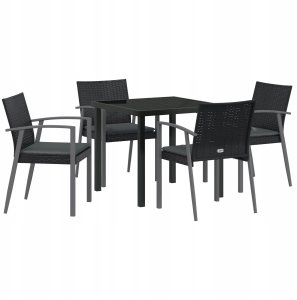 vidaXL Zestaw do jadalni w ogrodzie 5 pcs Czarny Polirattan Lumarko! 2