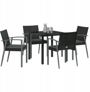 vidaXL Zestaw do jadalni w ogrodzie 5 pcs Czarny Polirattan Lumarko! 3