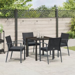 vidaXL Zestaw do jadalni w ogrodzie 5 pcs Czarny Polirattan Lumarko! 4