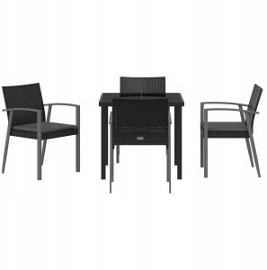 vidaXL Zestaw do jadalni w ogrodzie 5 pcs Czarny Polirattan Lumarko! 7