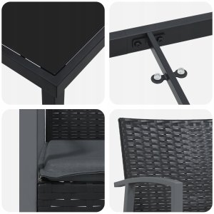 vidaXL Zestaw do jadalni w ogrodzie 5 pcs Czarny Polirattan Lumarko! 9