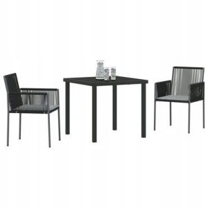 vidaXL Zestaw do jadalni w ogrodzie 3 pcs Czarny Polirattan Lumarko 3