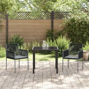 vidaXL Zestaw do jadalni w ogrodzie 3 pcs Czarny Polirattan Lumarko 4