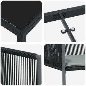 vidaXL Zestaw do jadalni w ogrodzie 3 pcs Czarny Polirattan Lumarko 9