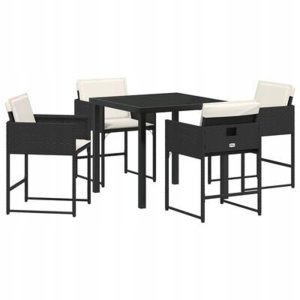 vidaXL Zestaw do jadalni w ogrodzie z poduszką 5 pcs Czarny Polirattan Lumarko! 12
