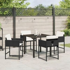 vidaXL Zestaw do jadalni w ogrodzie z poduszką 5 pcs Czarny Polirattan Lumarko! 14