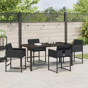 vidaXL Zestaw do jadalni w ogrodzie z poduszką 5 pcs Czarny Polirattan Lumarko! 3