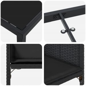 vidaXL Zestaw do jadalni w ogrodzie z poduszką 5 pcs Czarny Polirattan Lumarko! 8