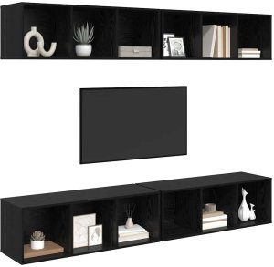 Szafka na Telewizor na Ścianę 4 pcs Czarny dąb Lumarko! 3