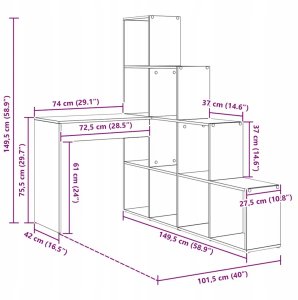 Biurko vidaXL Czarne 101.5 cm x 149.5 cm 12