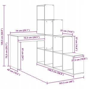 Biurko vidaXL Brązowe 101.5 cm x 149.5 cm 12