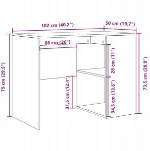 Biurko vidaXL Czarne 102 cm x 50 cm 11