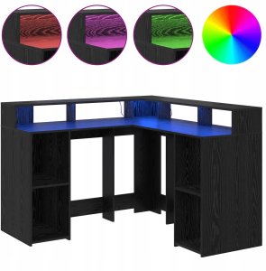 Biurko vidaXL Czarne 130 cm x 130 cm 4