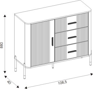 Komoda Szafka jednodrzwiowa z 3 szufladami Dąb Szary Złoty DANTE DT03 8