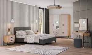 Komoda Szafka jednodrzwiowa z 3 szufladami Dąb Kaszmir Czarny DANTE DT03 12