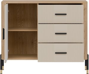 Komoda Szafka jednodrzwiowa z 3 szufladami Dąb Kaszmir Czarny DANTE DT03 5