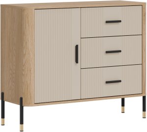 Komoda Szafka jednodrzwiowa z 3 szufladami Dąb Kaszmir Czarny DANTE DT03 6