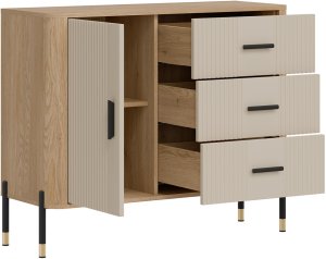 Komoda Szafka jednodrzwiowa z 3 szufladami Dąb Kaszmir Czarny DANTE DT03 7