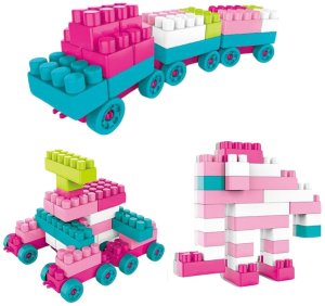 Klocki Konstrukcyjne Przestrzenne Pastelowe Różowe 360 el. 2