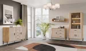 Komoda Szafka z 6 szufladami Szeroka 140 cm Dąb Kaszmir Złoty DANTE DT04 12