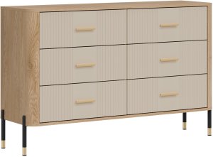 Komoda Szafka z 6 szufladami Szeroka 140 cm Dąb Kaszmir Złoty DANTE DT04 4