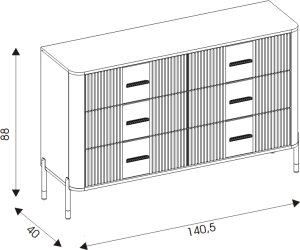 Komoda Szafka z 6 szufladami Szeroka 140 cm Dąb Kaszmir Złoty DANTE DT04 5