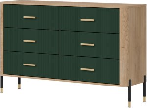 Komoda Szafka z 6 szufladami Szeroka 140 cm Dąb Zielony Złoty DANTE DT04 2