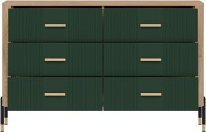 Komoda Szafka z 6 szufladami Szeroka 140 cm Dąb Zielony Złoty DANTE DT04 5