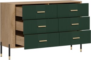 Komoda Szafka z 6 szufladami Szeroka 140 cm Dąb Zielony Złoty DANTE DT04 7