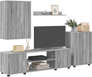 vidaXL Zestaw szafki TV 4 części 4 pcs Szary dąb sonoma 3