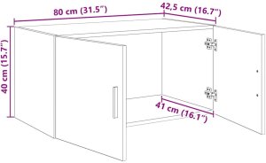 vidaXL Szafka ścienna Czarny dąb 80 x 42.5 x 40 cm 10