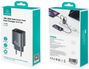 Ładowarka Usams Ładowarka sieciowa USAMS CC290 T66 45W   GaN 1xUSB-A 1xUSB-C tarnish 4