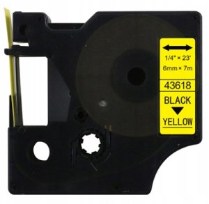 Taśma DYMO D1 43618 6mm x 7m S0720790 czarny na żółtym zamiennik 2