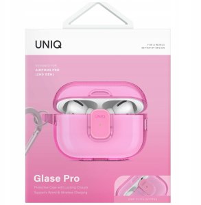 Etui UNIQ Glase Pro do Apple AirPods Pro 2 Lock Case różowy 2