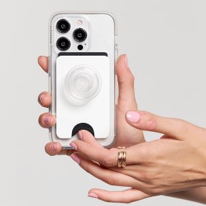 Uchwyt i podstawka do telefonu z portfelem Popsockets PopWallet+ PopGrip PW+ MS G2 MagSafe biało-przezroczysty 806926 4