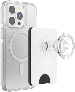 Uchwyt i podstawka do telefonu z portfelem Popsockets PopWallet+ PopGrip PW+ MS G2 MagSafe biało-przezroczysty 806926 5