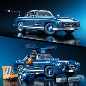 Mattel Brick Shop Klocki Hot Wheels Mercedes-Benz 300 SL Samochód do zbudowania Zestaw HWW25 3