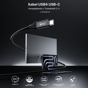 Unitek przewód USB-C 4.0 PD 100W 40 Gbps 8K 2 m 9