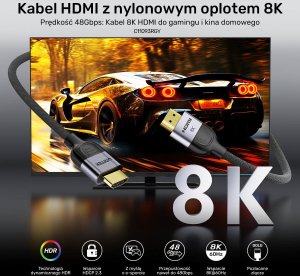 Unitek Unitek przewód 8K LUX HDMI 2.1 oplot 2M 8