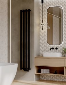 GRŁ-G/AP-1500X422-C / AQUAFORM / ASAMI-PLUS / GRZEJNIK ŁAZIENKOWY PIONOWY 1500X422 CZARNY Z WIESZAKAMI 682W / PRZY.DOL. 50MM / AQ.802-322415 4