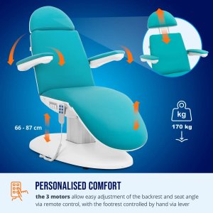 Fotel kosmetyczny do masażu tatuażu elektryczny TIVOLI - niebieski Fotel kosmetyczny do masażu tatuażu elektryczny TIVOLI - niebieski 5