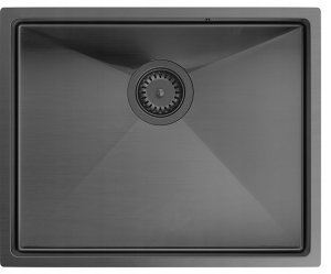 Quadron | ANTHONY 60 | stalowy zlewozmywak kuchenny GRAPHITE METAL PVD | wymiary: 54 x 44 x 19 cm | 1-komorowy podwieszany/wpuszczany | podbudowa szafki: od 60 cm 2