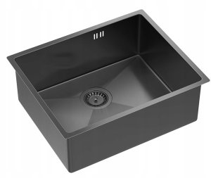 Quadron | ANTHONY 60 | stalowy zlewozmywak kuchenny GRAPHITE METAL PVD | wymiary: 54 x 44 x 19 cm | 1-komorowy podwieszany/wpuszczany | podbudowa szafki: od 60 cm 3