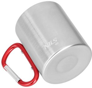 Nils Extreme NC17110 KUBEK KEMPINGOWY Z KARABIŃCZYKIEM 330 ML STAL NIERDZEWNA CZERWONY NILS CAMP 2