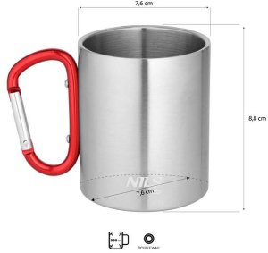 Nils Extreme NC17110 KUBEK KEMPINGOWY Z KARABIŃCZYKIEM 330 ML STAL NIERDZEWNA CZERWONY NILS CAMP 5