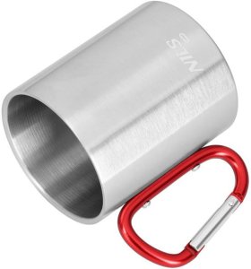 Nils Extreme NC17110 KUBEK KEMPINGOWY Z KARABIŃCZYKIEM 330 ML STAL NIERDZEWNA CZERWONY NILS CAMP 6