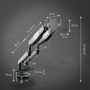 Podwójny uchwyt na monitory 49 cali, szaro-czarny RGB X-Arm Dual 7