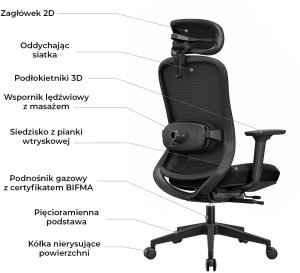 Krzesło biurowe Angel fizjO Czarne 13